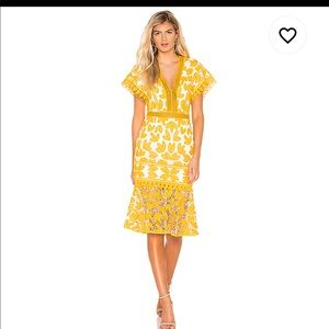 Saylor Yellow and White Lace Dress